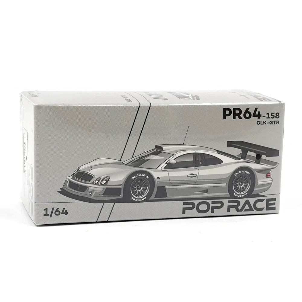 Pop 1/64 Die Cast MERCEDES BENZ AMG CLK GTR Model Car -SILVER-