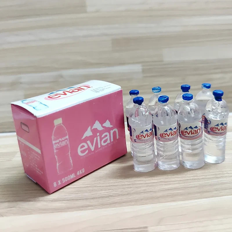 1/10 Scale EVIAN NATURAL SPRING WATER 8 Bottles + Box (9pcs)