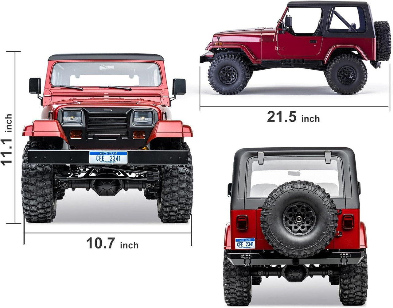 RC 1/10 JEEP WRANGLER 4X4 W/ LED Lights*RTR* -RED-