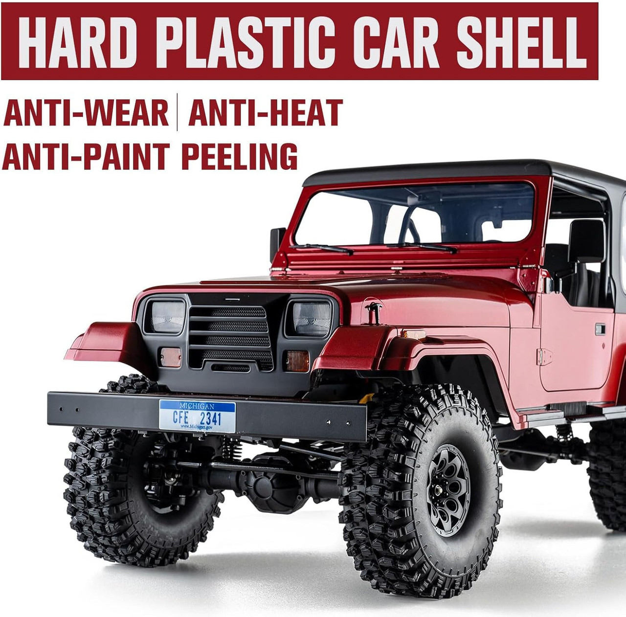 RC 1/10 JEEP WRANGLER 4X4 W/ LED Lights*RTR* -RED-