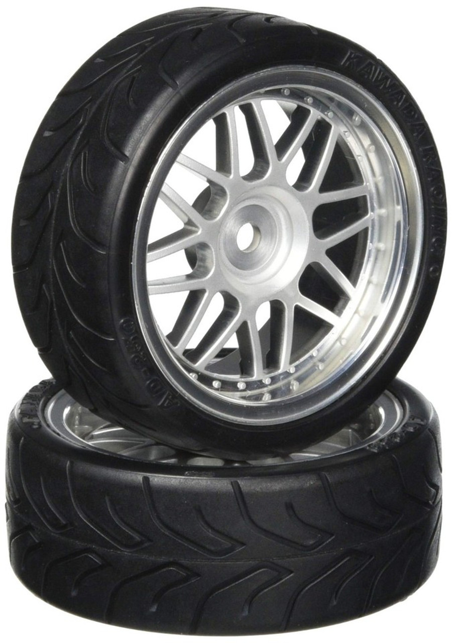 Kawada 1/10 Car Wheels MESH PLATED W/ DRIFT TIRES Set (2PCS
