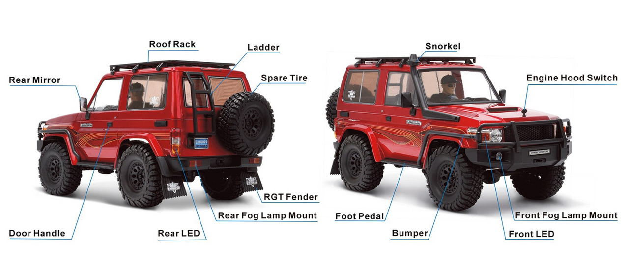 RCカー 四輪駆動 レッド RC 1/10 TOYOTA LAND CRUISER LC71 4X4 Truck *RTR* -RED-