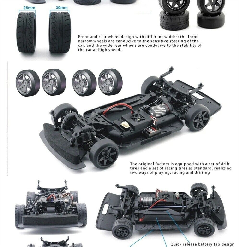 RC 1/10 DODGE CHALLENGER HELLCAT SRT Brushless AWD Drift Car w