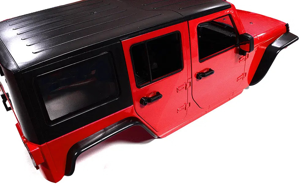 1/10 Scale JEEP WRANGLER RUBICON Hard Body Shell 4 Door -RED-