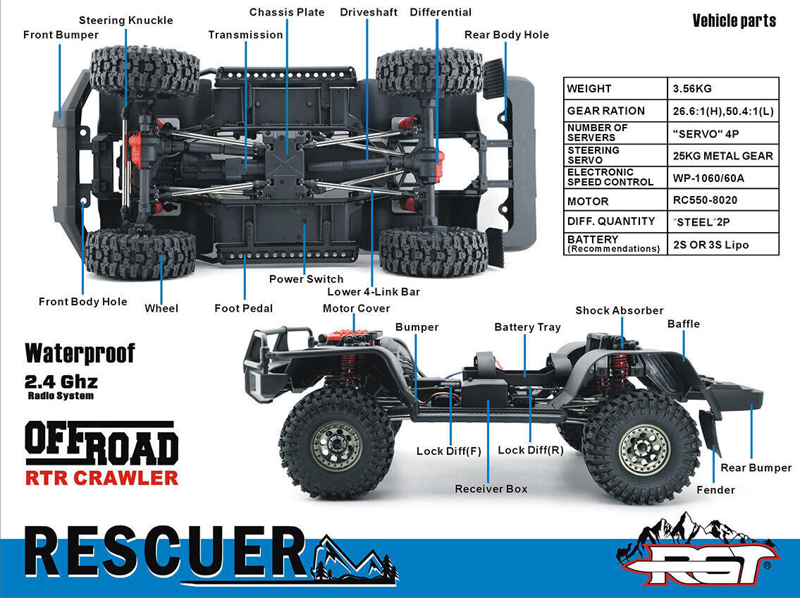 RC 1/10 TOYOTA LAND CRUISER LC76 2-Speed w/ LED - GREY -RTR--