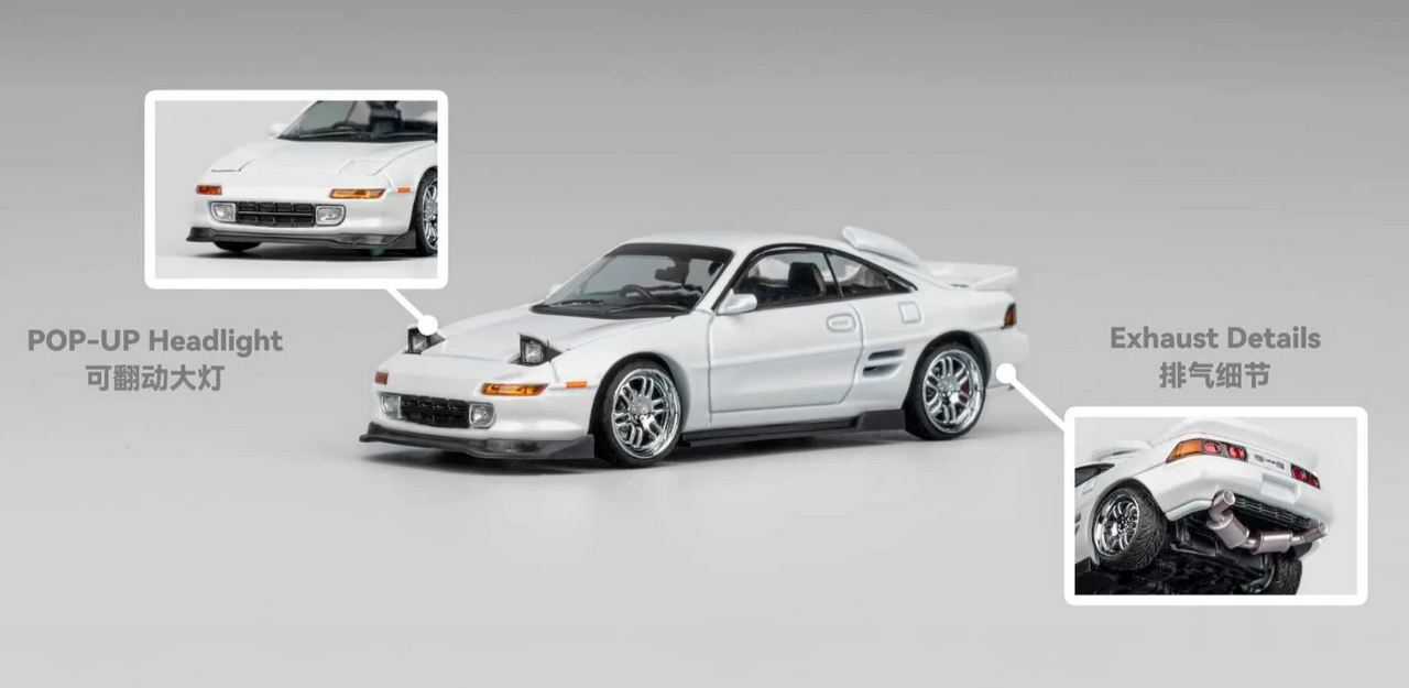 1/64 Die Cast TOYOTA MR2 TURBO sw20 w/ Pop Up Lights Model Car