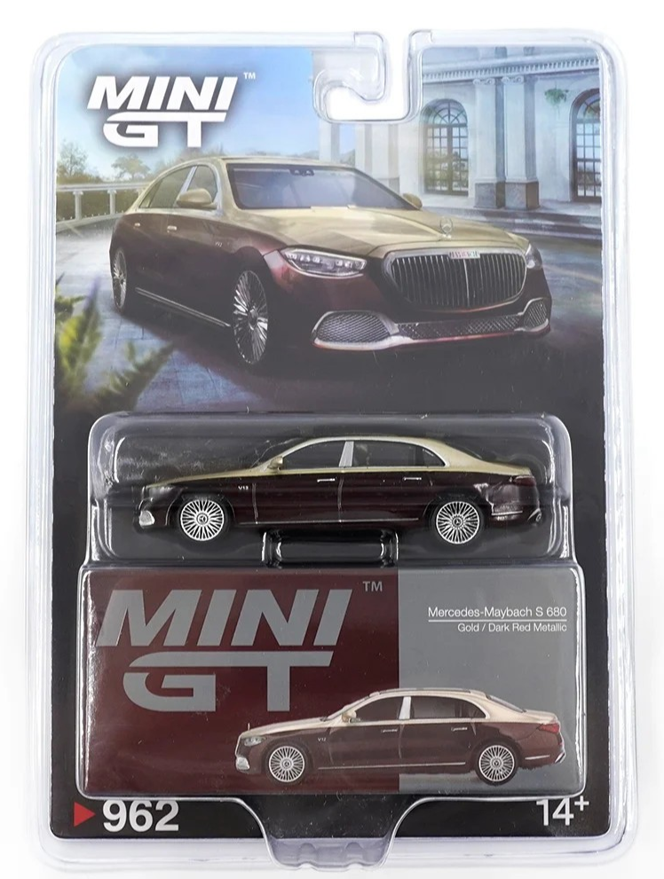 Mini GT 1/64 MERCEDES BENZ MAYBACH S680 Die Cast Model -GOLD/RED-