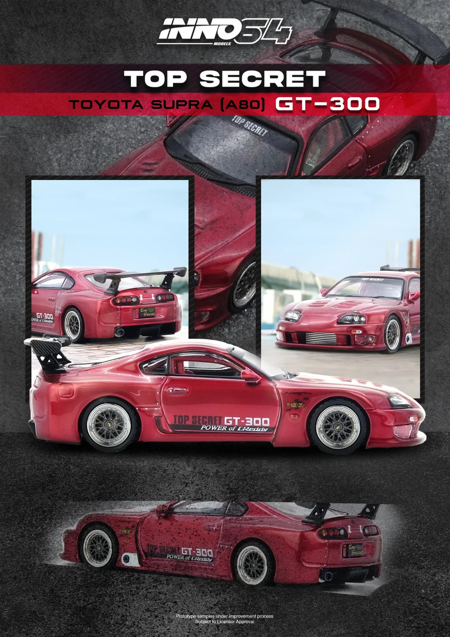 Inno 1/64 TOYOTA SUPRA TURBO A80 Top Secret Die Cast Model -RED-