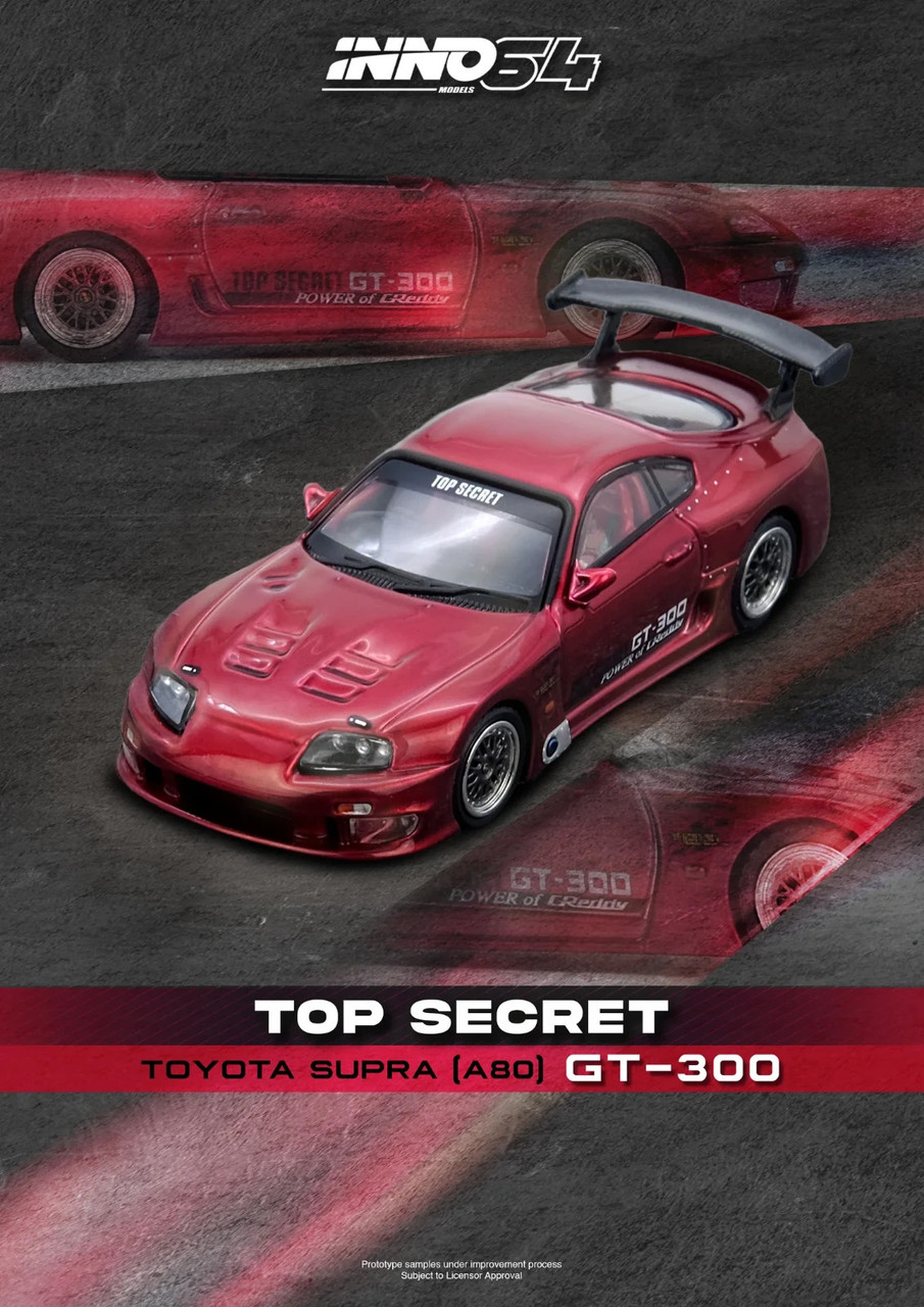 Inno 1/64 TOYOTA SUPRA TURBO A80 Top Secret Die Cast Model -RED-