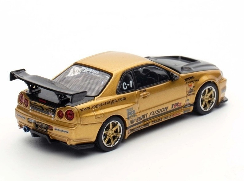 Inno 1/64 NISSAN SKYLINE GT-R R34 Top Secret Die Cast Model -GOLD-