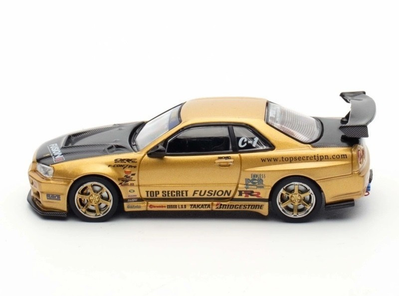 INNO 64 TOP SECRET 限定品　ゴールド　R34 トップシクレット Inno 1/64 NISSAN SKYLINE GT-R R34 Top Secret Die Cast Model -GOLD-