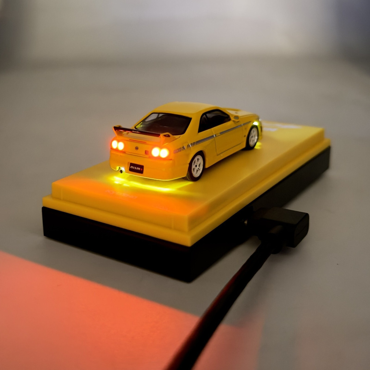 Kyosho 1/64 NISSAN R34 GT-R MOTN Model Car w/ LED LIGHTS *GRAY*