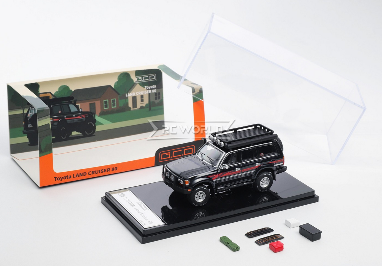 GCD 1/64 TOYOTA LAND CRUISER LC80 W/ Accessories Die Cast Truck