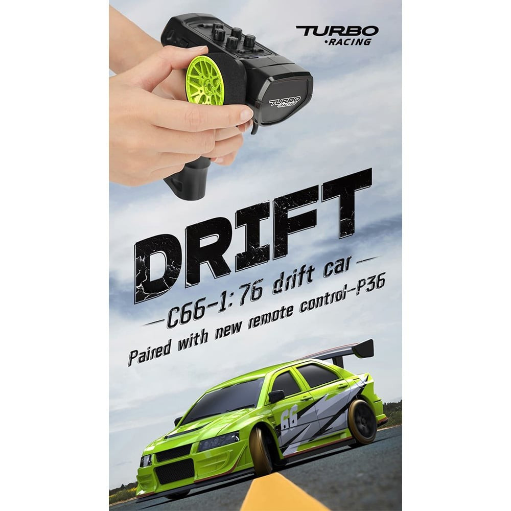 RC 1/76 Micro Car MITSUBISHI LANCER EVOLUTION Drift w/ LED Lights