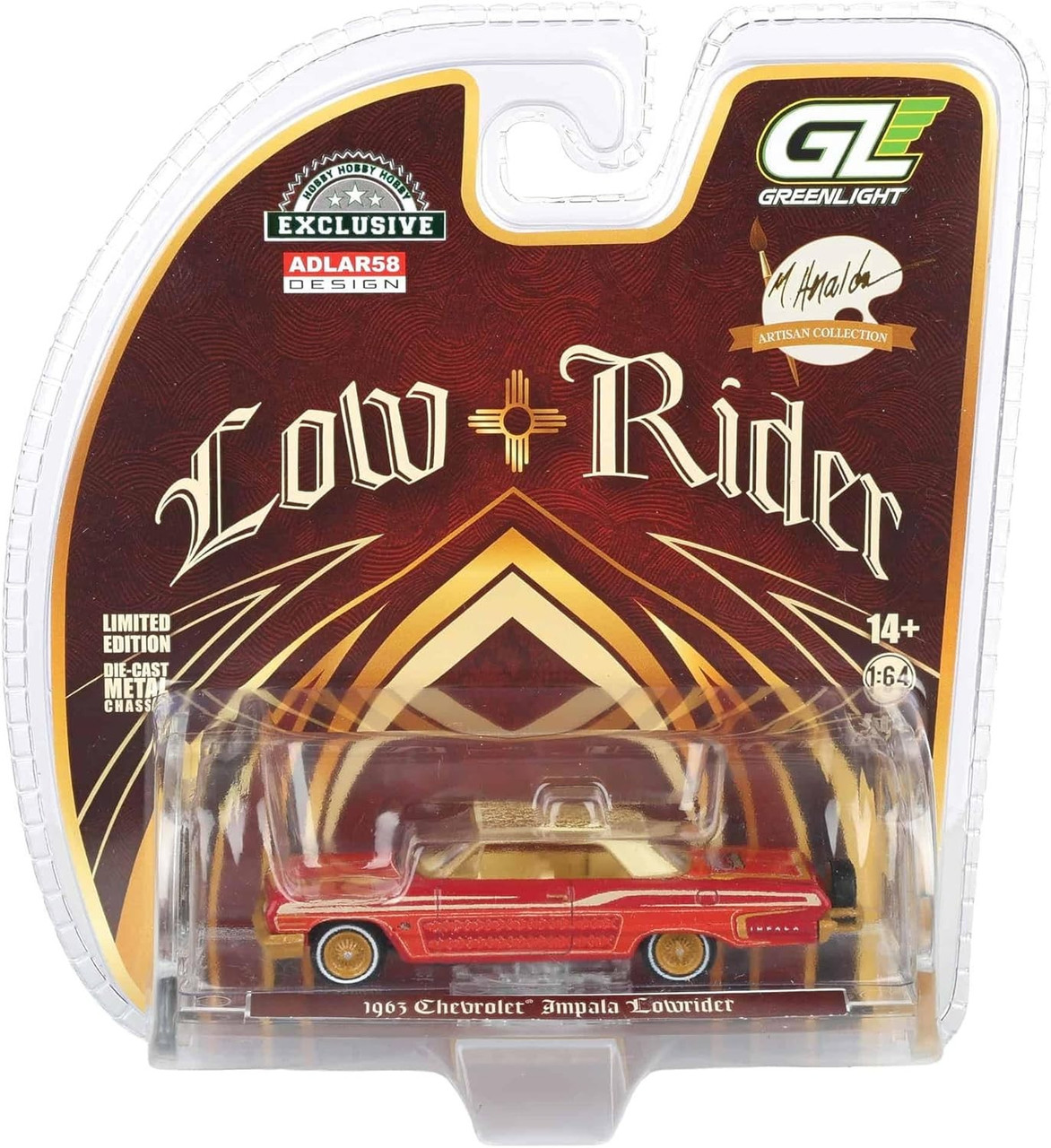 GL 1/64 CHEVY IMPALA 1963 Low Rider Michael Heralda Die Cast -RED-