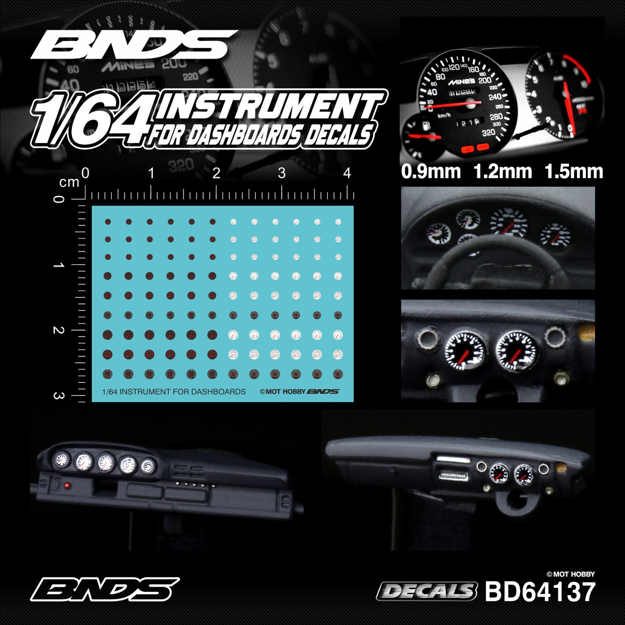 1/64 Scale INSTRUMENT DASHBOARDS DECALS For Diecast Models #BD64137