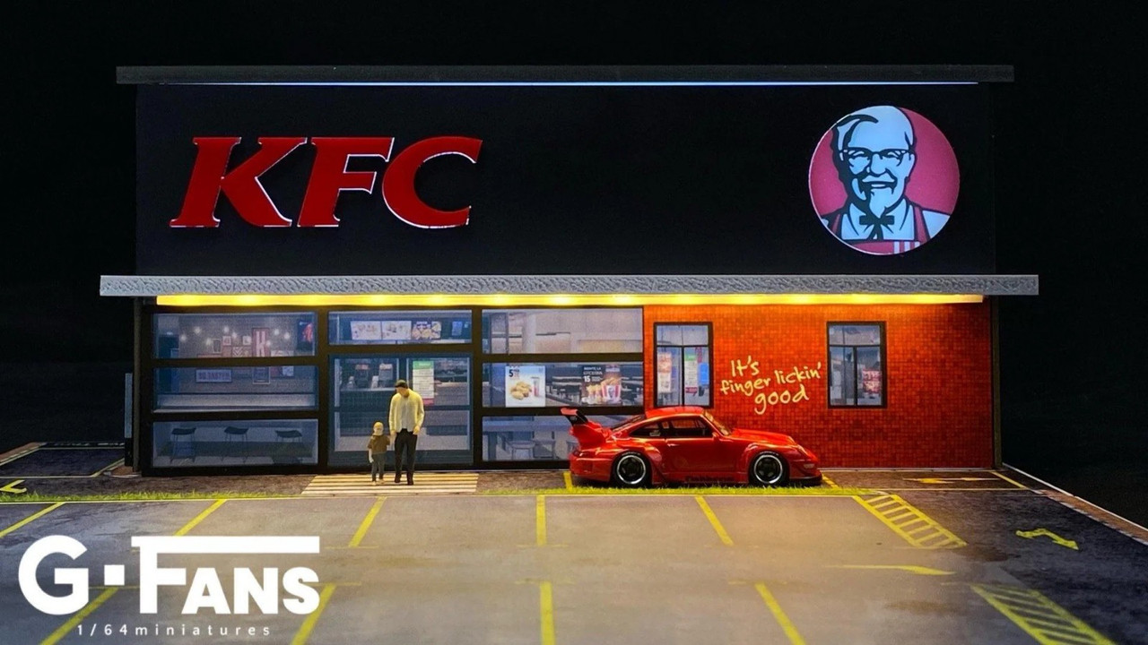 G-FANS KFC ケンタッキージオラマセット　1/64 G Fans 1/64 Diorama KFC FAST FOOD DRIVE Thru #710014