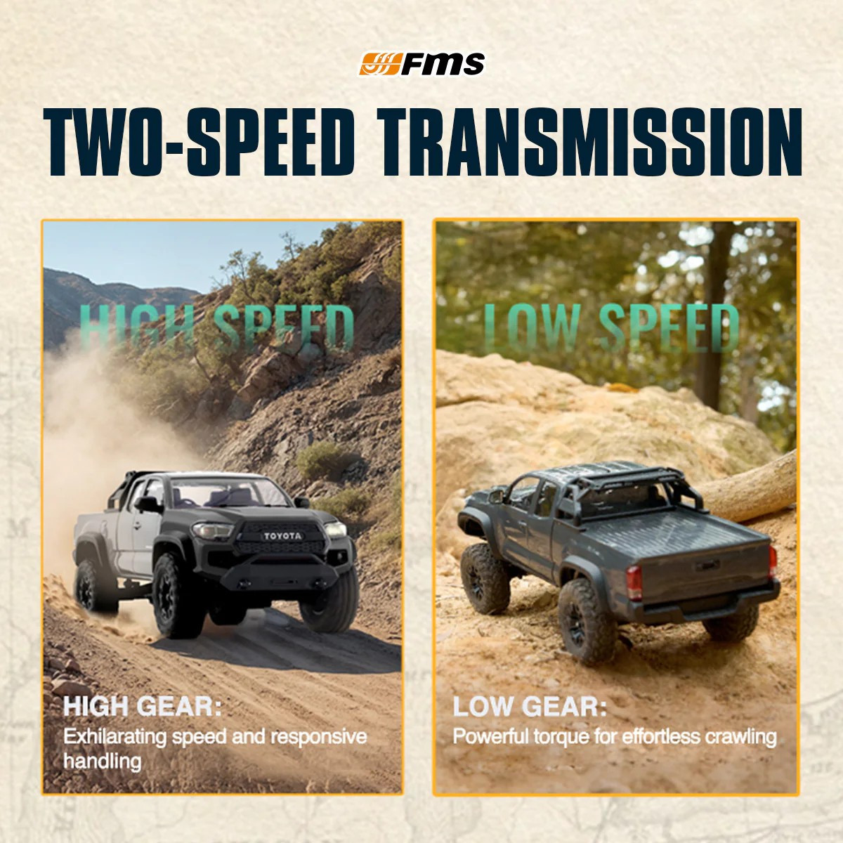 FMS RC 1/24 TOYOTA TACOMA Truck 4X4 2-Speed *RTR* -BLUE-