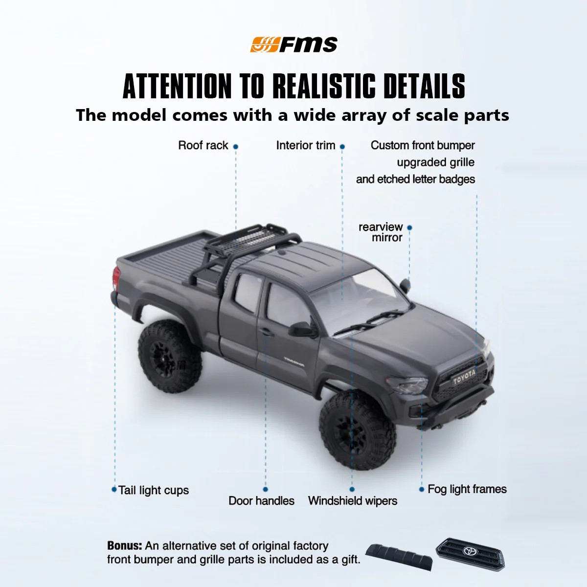 FMS RC 1/24 TOYOTA TACOMA Truck 4X4 2-Speed *RTR* -RED-