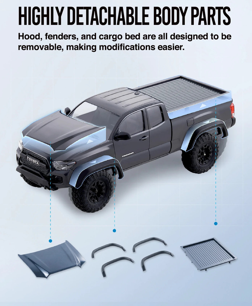 FMS RC 1/24 TOYOTA TACOMA Truck 4X4 2-Speed *RTR* -GRAY-