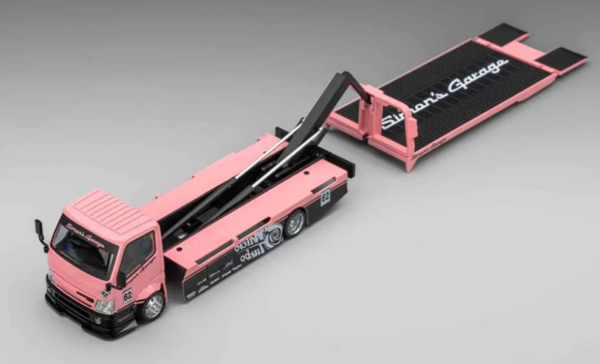 ミニカー KUSTOMCITY 17th ISSUE BIG TOW MT 1/64 SIMONS GARAGE CUSTOM TOW TRUCK Die Cast Model -PINK-