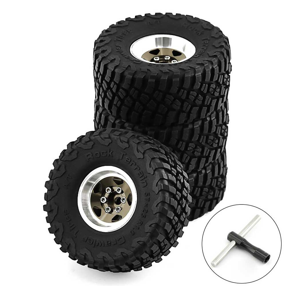 ZHRCFUN MOHERO Lot de 4 roues Beadlock Jantes en métal CNC pour camion à chenilles 1/18 Tra-xxa Trx4-M RC Bleu