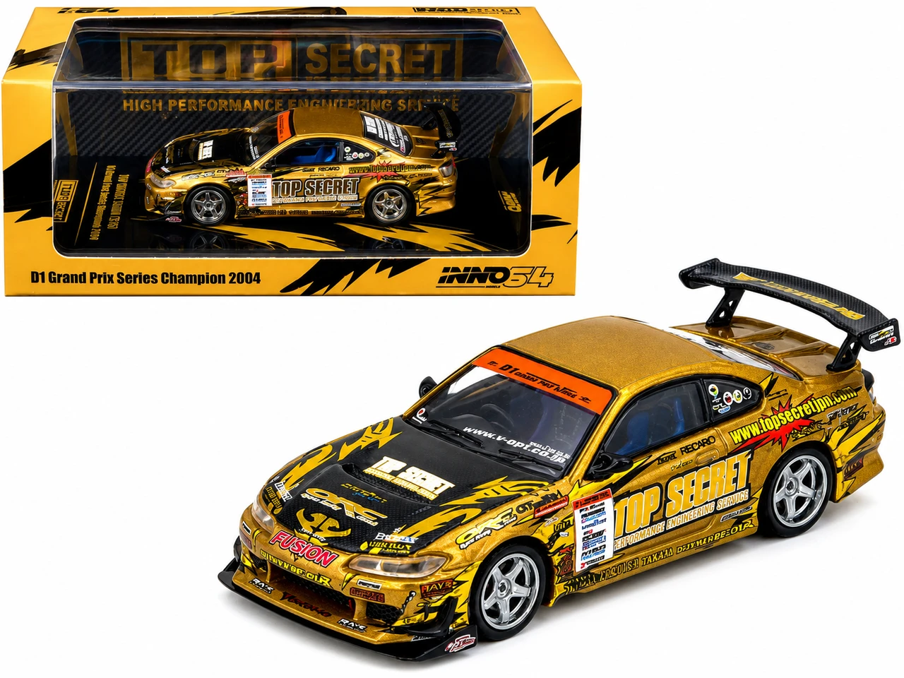 Inno 1/64 NISSAN Silvia S15 Gold D1 Grand Prix Top Secret Model