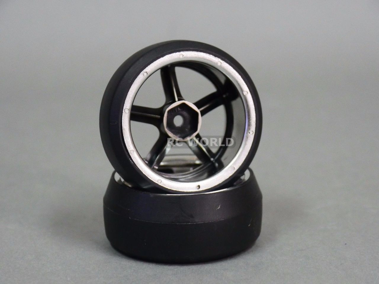 RC 1/10 DRIFT WHEELS Package 0 Degree 9 MM Offset 5 Spoke SILVER W