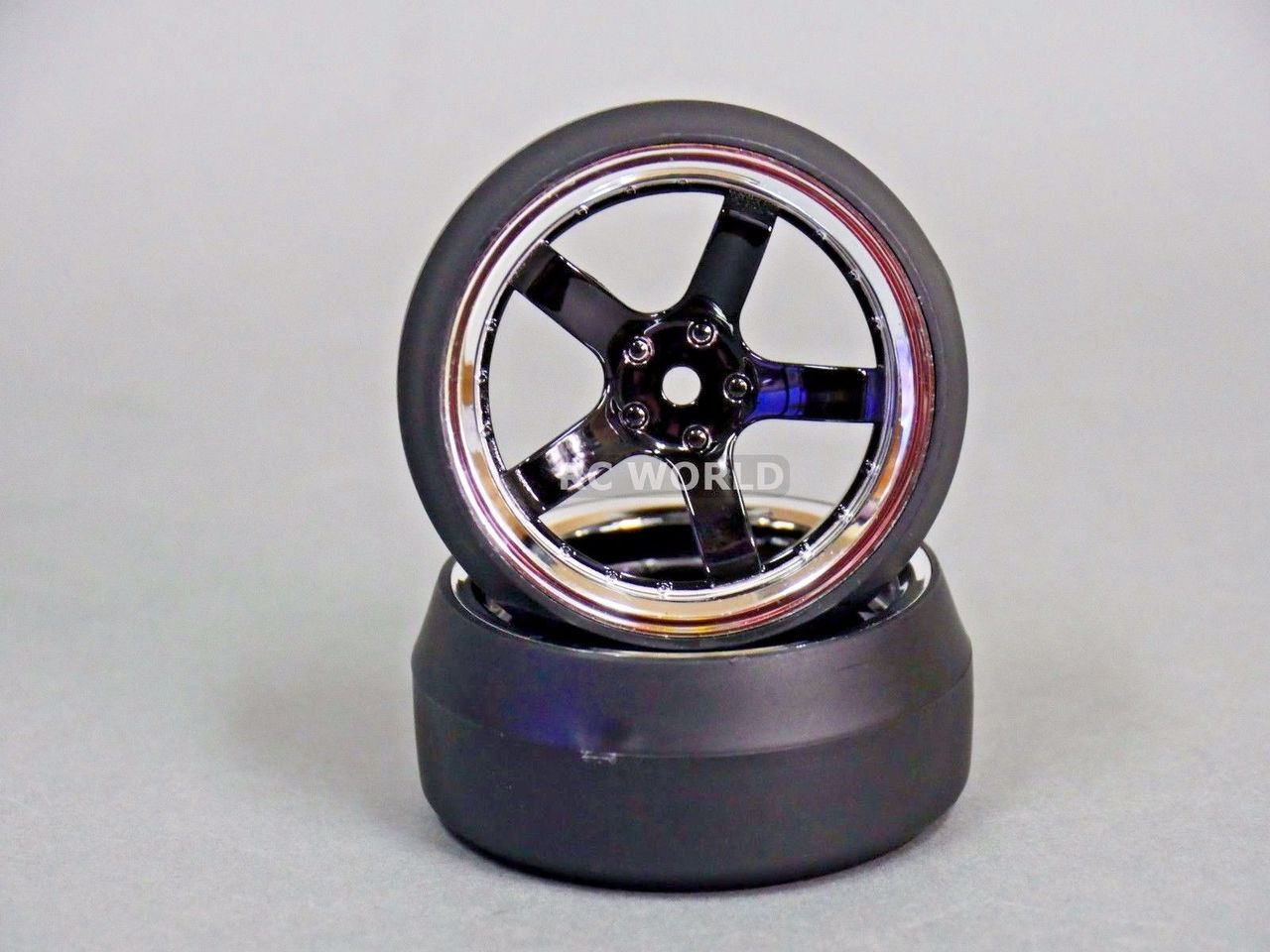 RC 1/10 DRIFT WHEELS Package 0 Degree 6 MM Offset 5 Spoke BLACK W