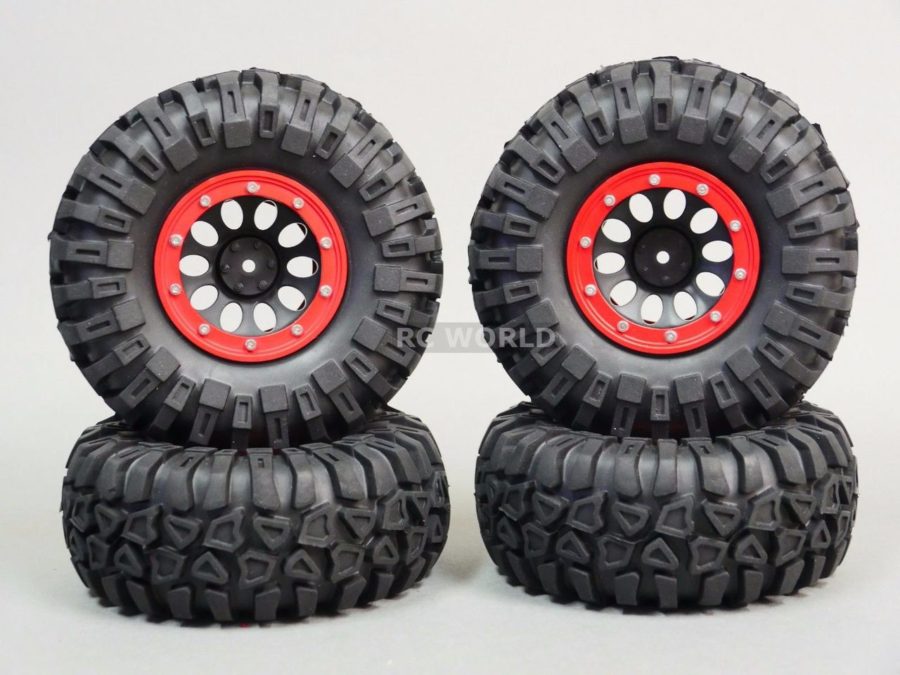Axial JEEP WRANGLER 2.2 Beadlock CRAWLER Wheels & TIres 130mm -RED
