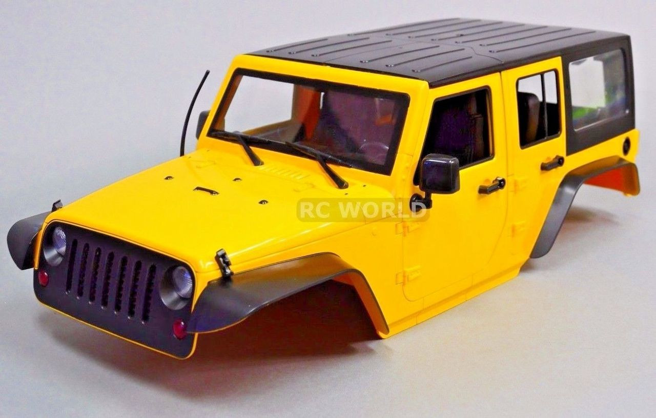 Rc Scale Truck Body Shell 1 10 Jeep Wrangler Rubicon 4 Door Hard Body Yellow
