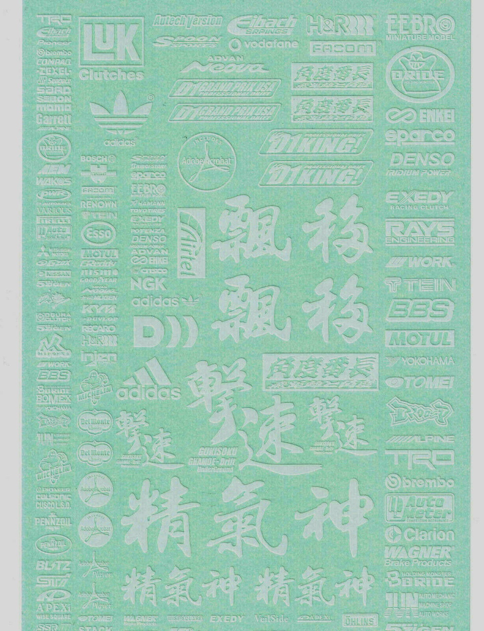 RC 1/10 JAPANESE Logo Sponsors DRIFT Decals Stickers 12x8 SILVER