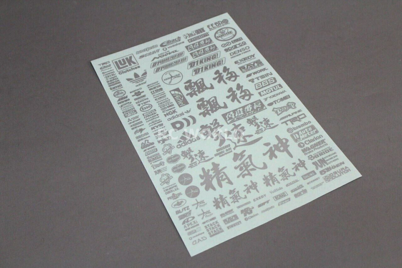 RC 1/10 JAPANESE Logo Sponsors DRIFT Decals Stickers 12x8 SILVER