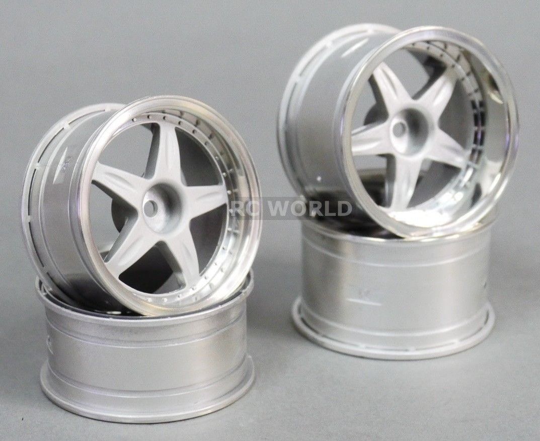 RC Car 1/10 RIMS WHEELS Package Kawada 5 STAR STAGGER - Plated