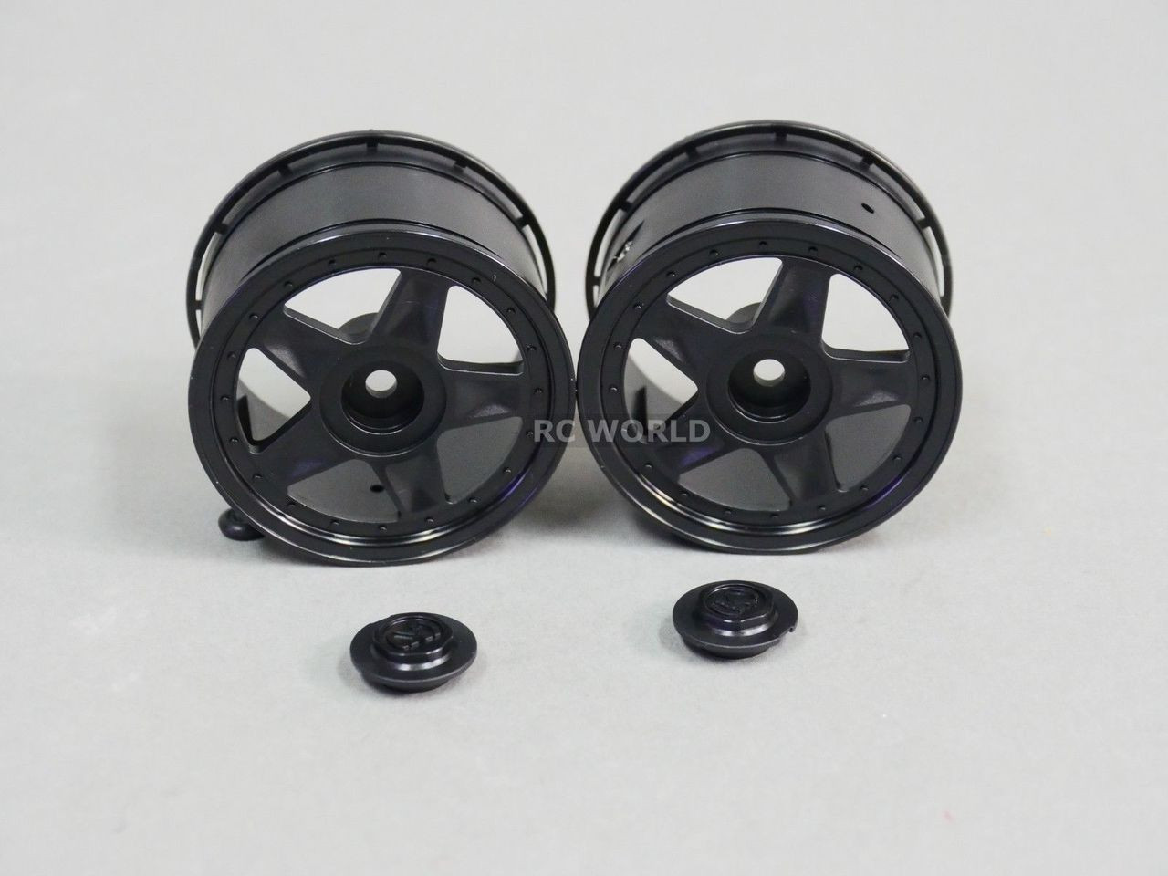 RC Car 1/10 RIMS Wheels KAWADA 5 Star WIDE 53mm BLACK *SET OF 2