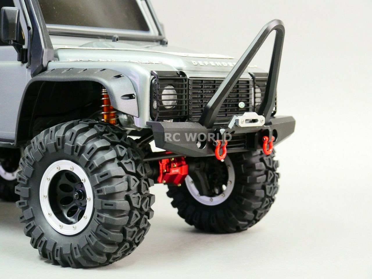 For Traxxas TRX-4 DEFENDER FRONT METAL Bumper BULL NOSE V2 BLACK + LED