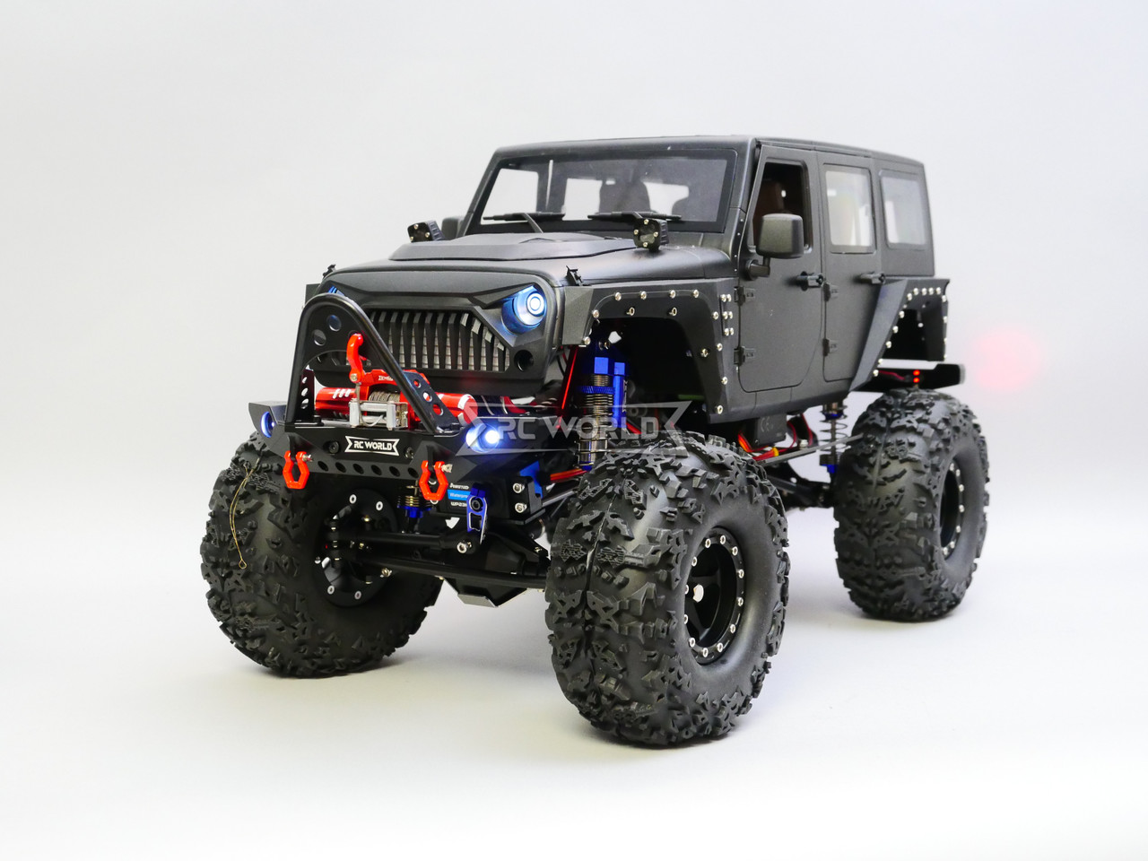 RC 1/10 Jeep Wrangler 2 Door Rock Crawler 4x4 RTR 285mm w/ LED Lights RED
