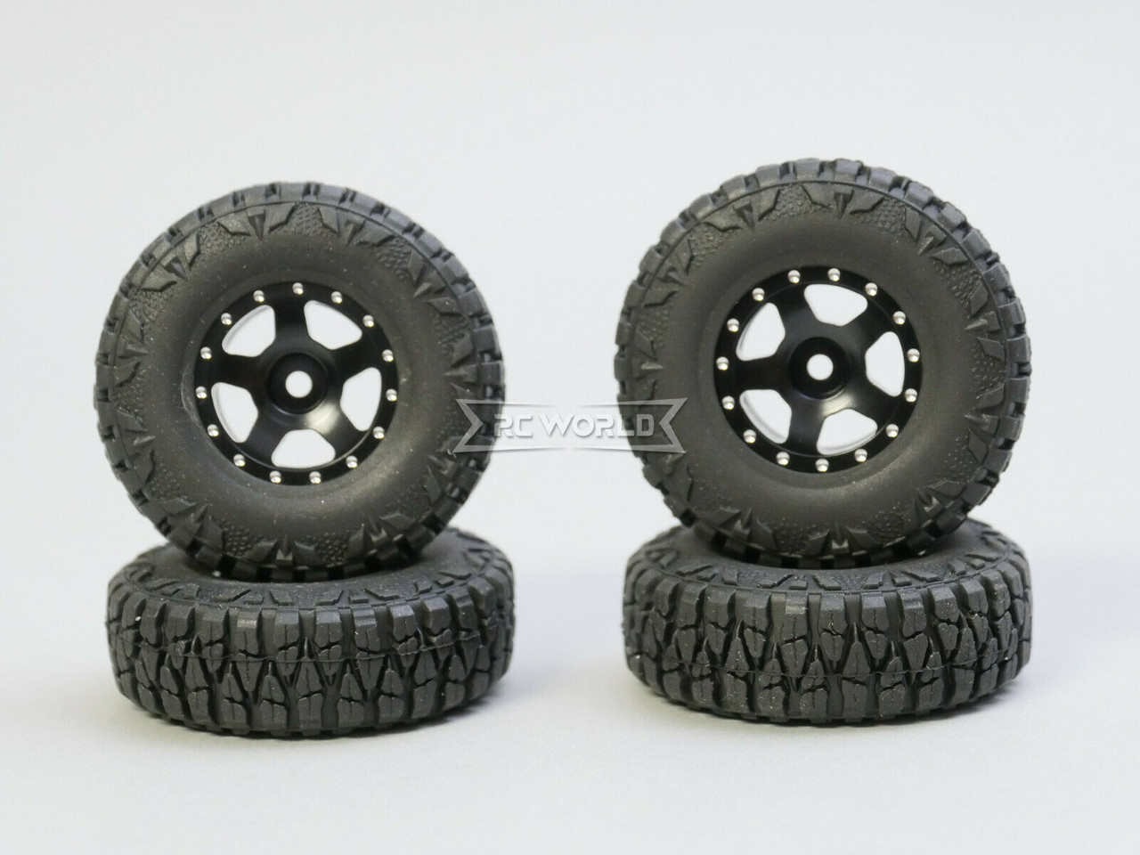 For Axial SCX24 WHEELS TIRES Set 52mm Aluminum Rims + Tires (4pcs