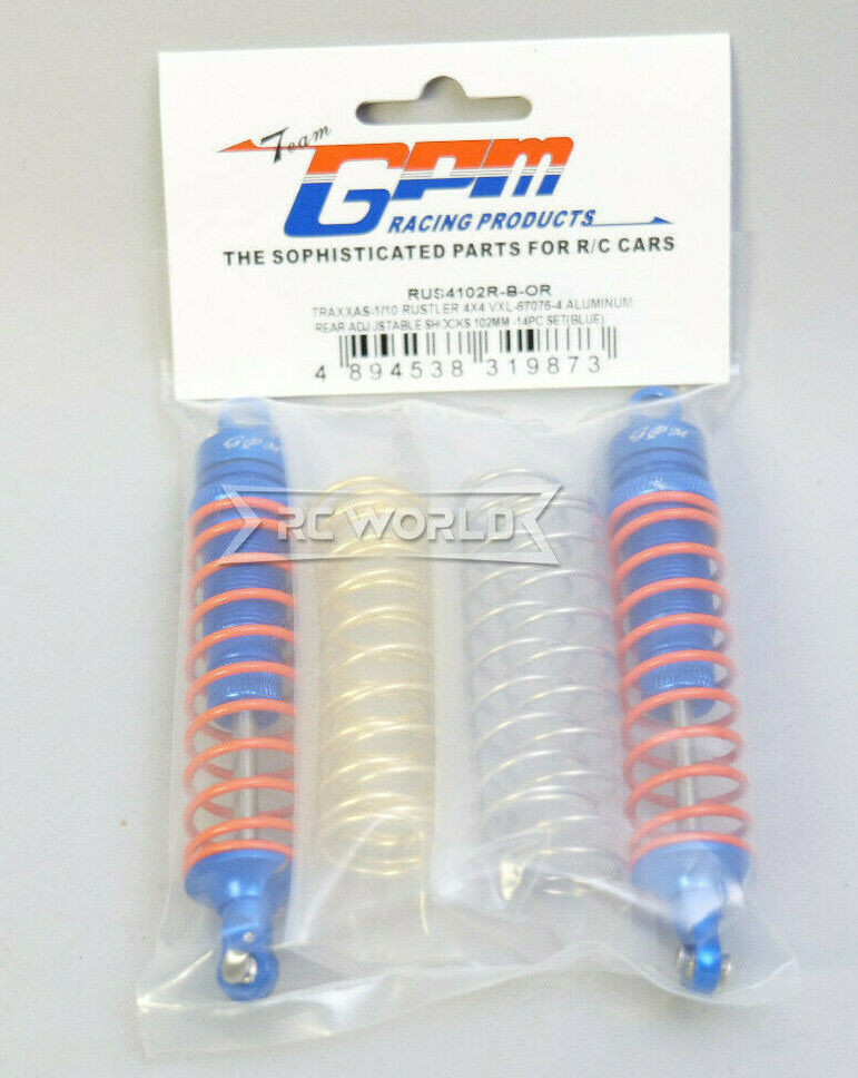 Torretta Ammortizzatore Anteriore In Alluminio 6061T6 Blu Per Traxxas Rustler 4X4 VXL (67076-4), GPM Racing