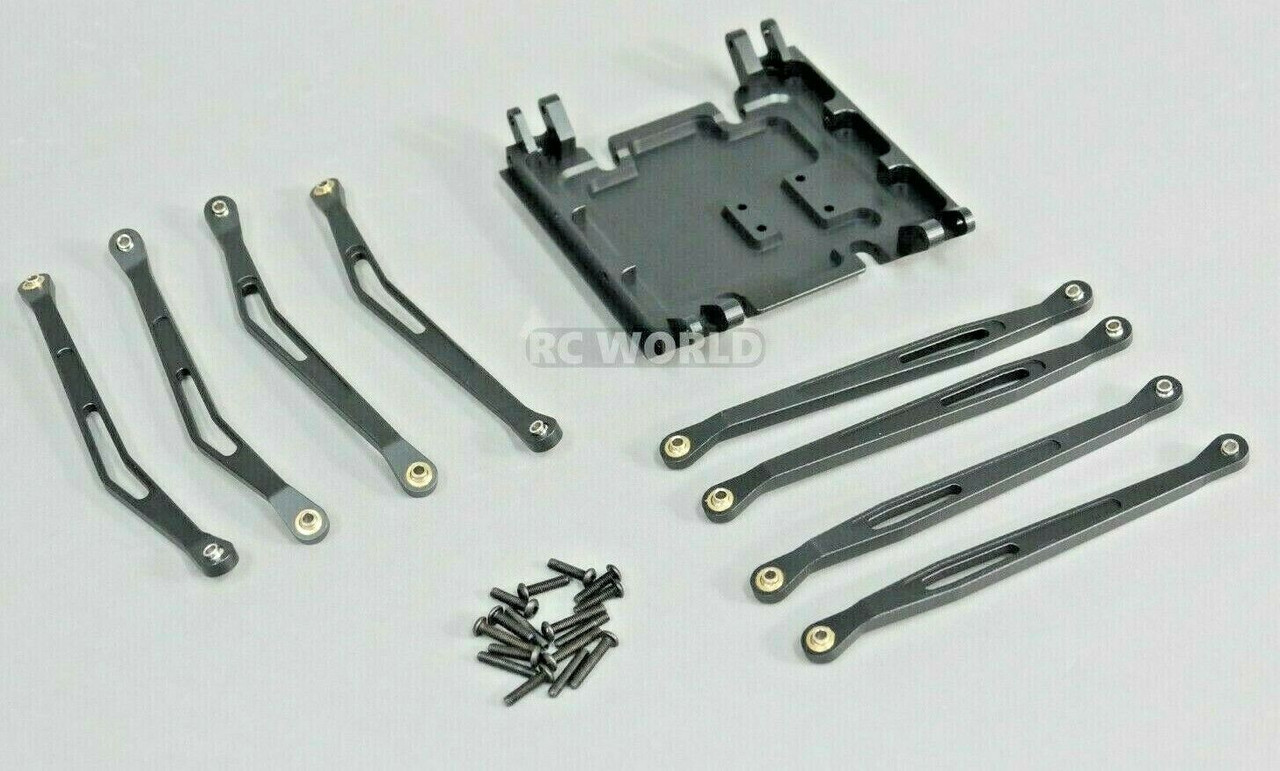 RC 1:10 AXIAL WRAITH ALLOY SKID PLATE WITH 8 SUSPENSION LINK ROD ARM Gun Metal