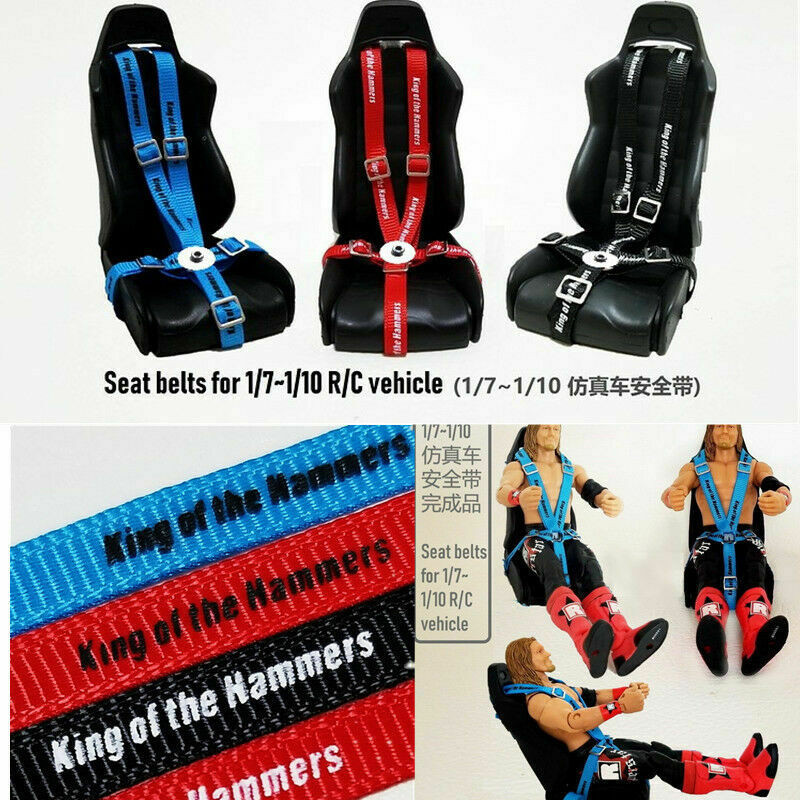 1/10 Scale POINT Racing Harness Seat Belts Metal Buckles -BLACK-