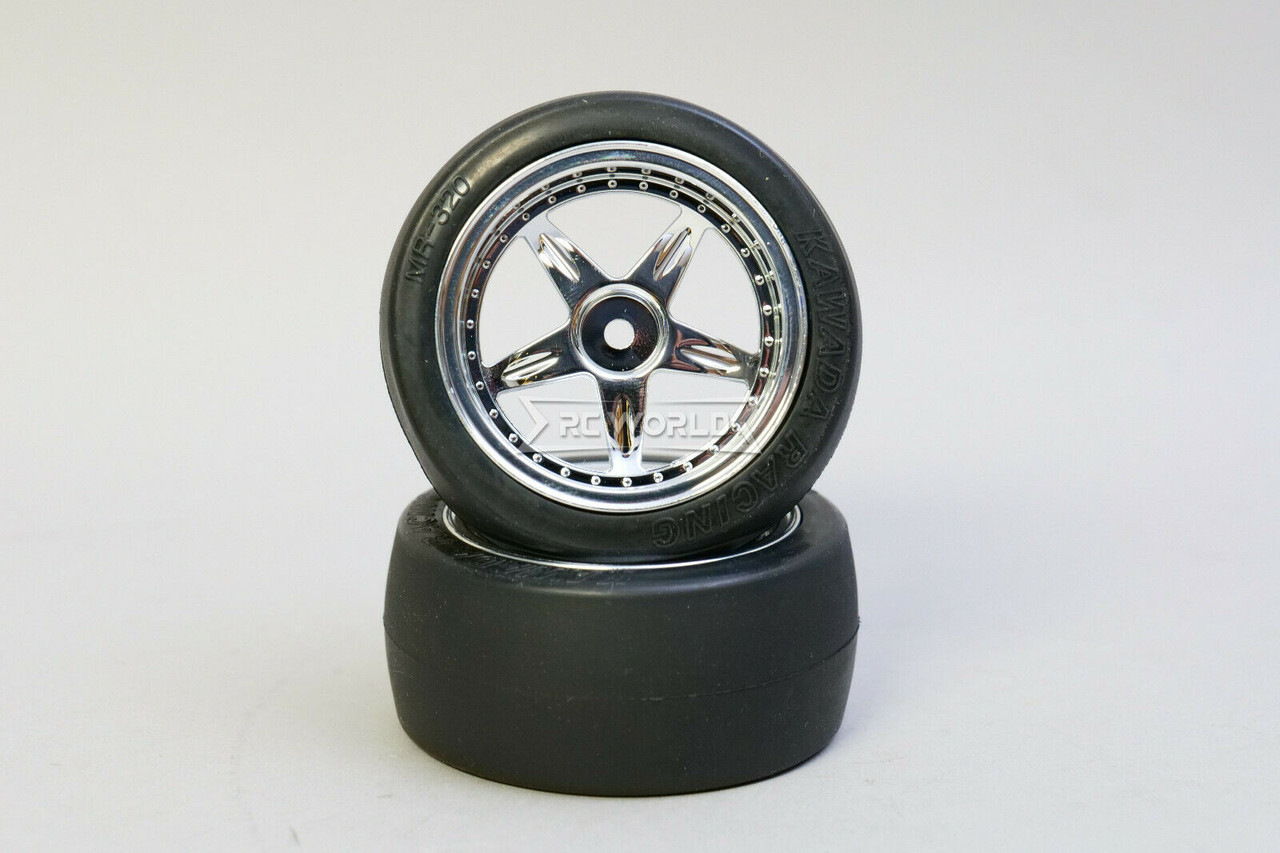 Kawada 1/10 Car Wheels STAGGER 5 STAR Chrome WIDE + NARROW w