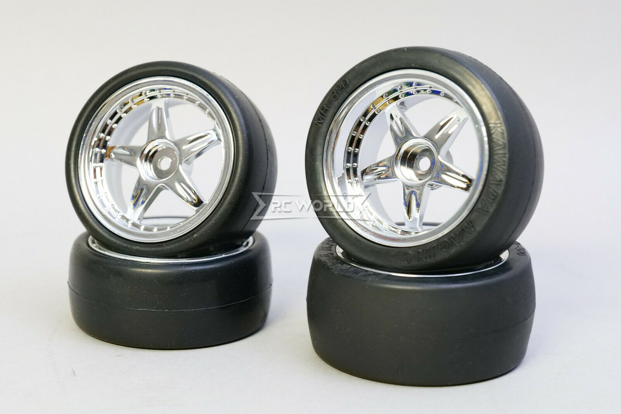 Kawada 1/10 Car Wheels STAGGER 5 STAR Chrome WIDE + NARROW w