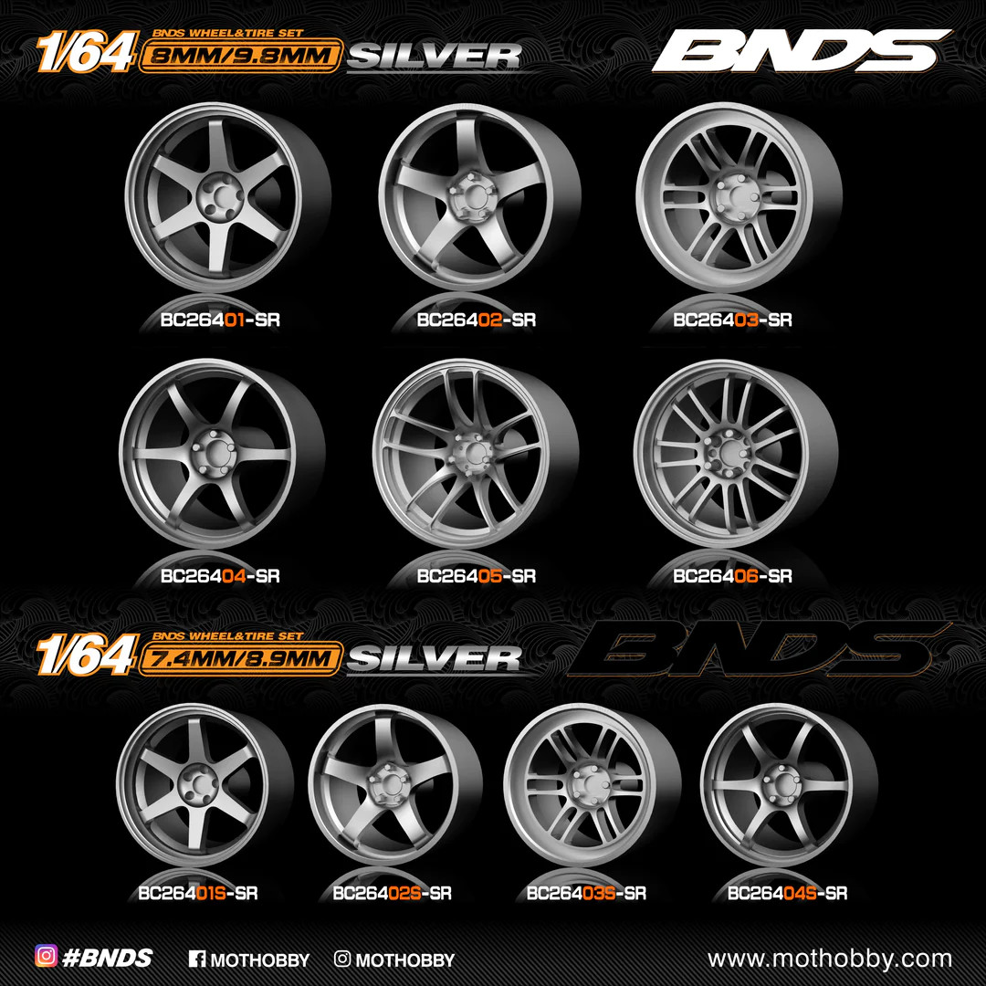 1/64 Plastic WHEELS RIMS TIRES SET For Die Cast Models -WORK