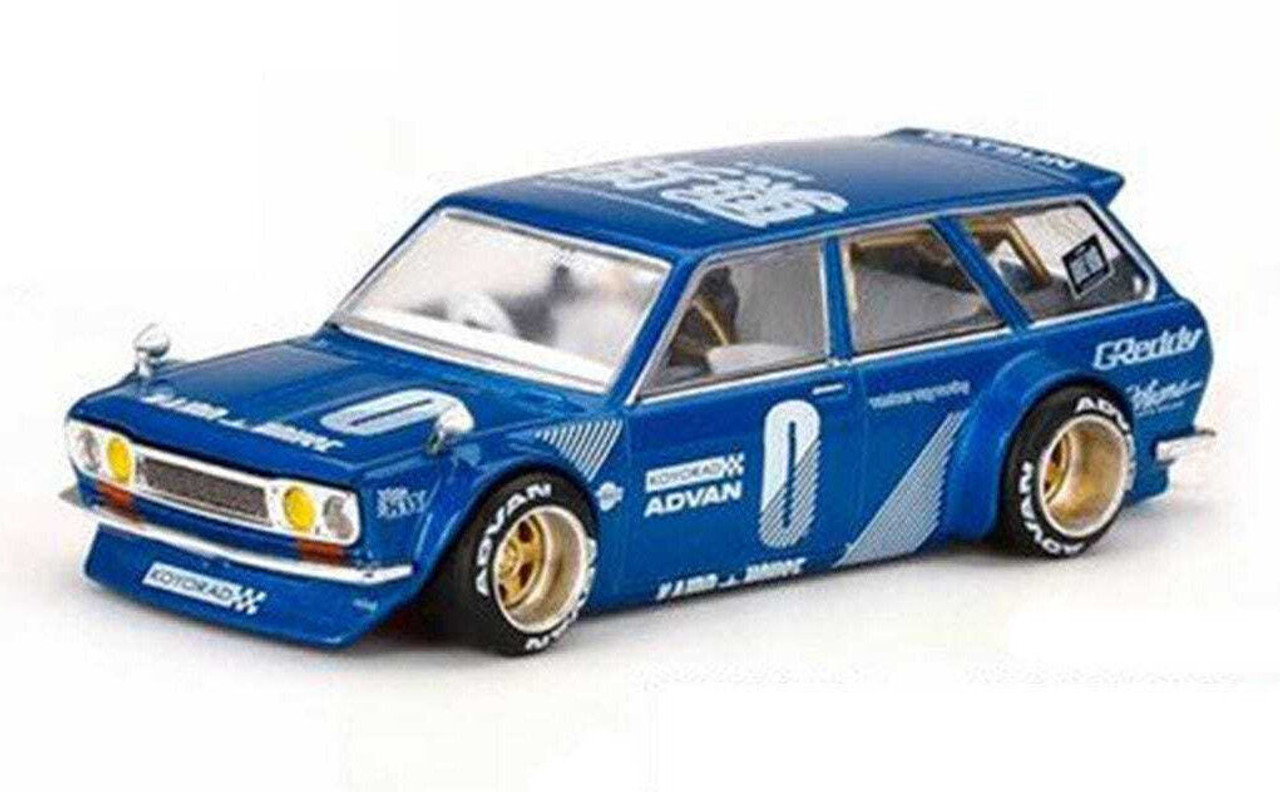 Mini GT 1/64 Die Cast DATSUN 510 WAGON Kaido House Model Car - BLUE -