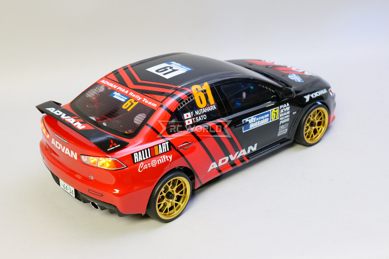 ADVAN EBBRO 電動ラジコンカー RC 1/10 Mitsubishi Lancer Advan AWD Drift Car RTR W/ LED -RTR