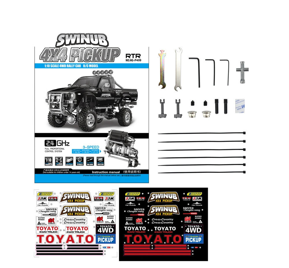 RC 1/10 TOYOTA PICK UP 4X4 Truck *RTR* -BLACK-