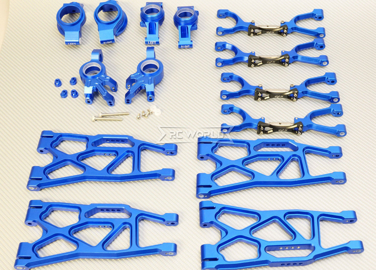GPM Adattatore Ingranaggio Fisso In Alluminio Per Traxxas Rustler 4X4 VXL – Blu, Set Da 2 Pezzi - 2