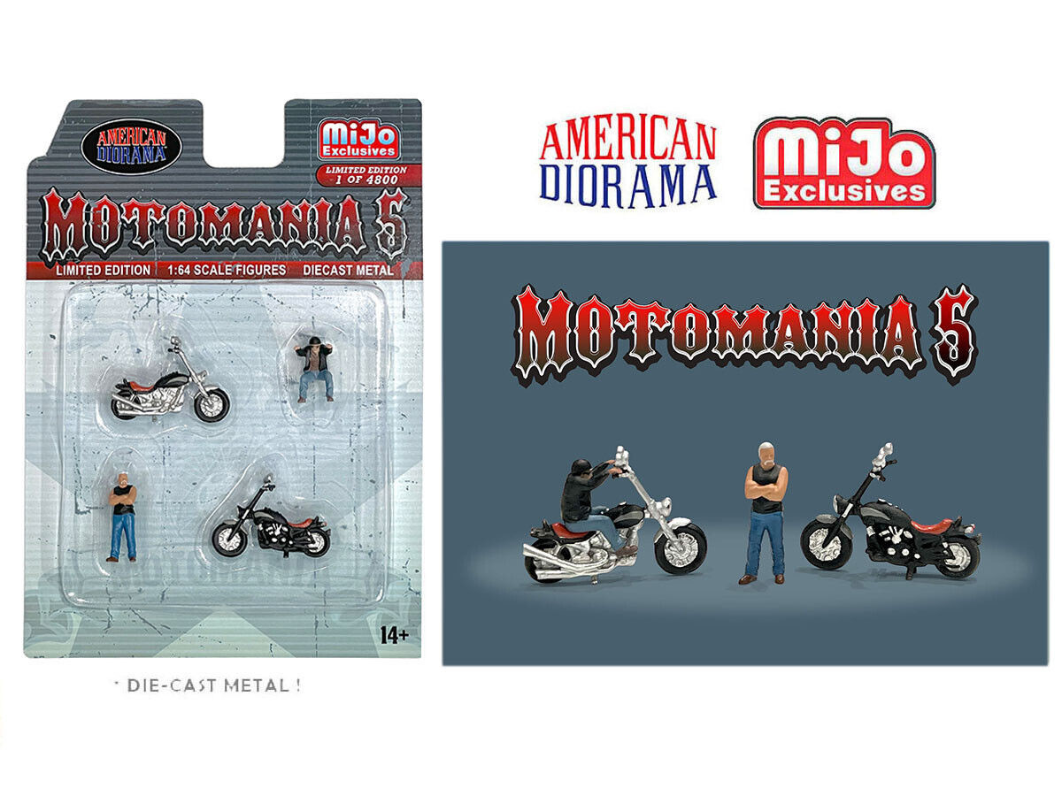 American Diorama 1/64 MOTO MANIA 5 Choppers Die Cast Figures