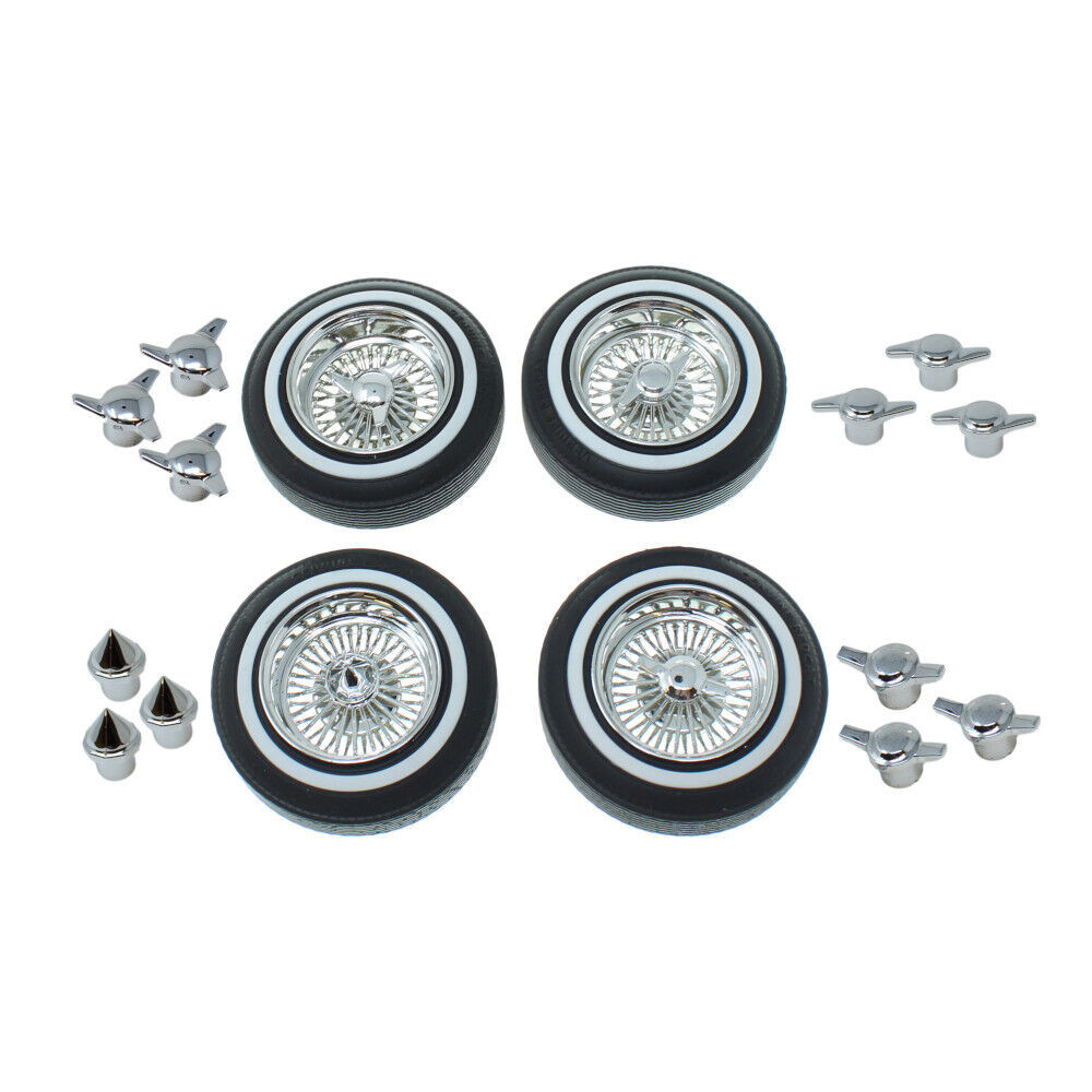 ローライダー アクセサリー セット　lowrider 1/10 Low Rider DAYTON WIRE Rims + Tires SET Nut Covers (4PCS